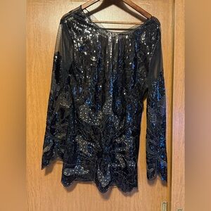 12th Tribe Amber Nights Black Beaded Mini Dress Size M Broken Clasp